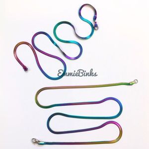 New 3.4mm Rainbow Oil Slick Ombre Herringbone Chain Necklace / Many Lengths